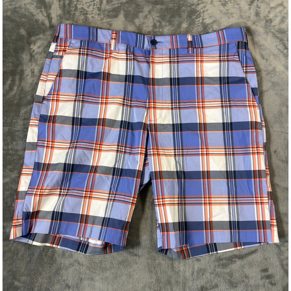 Jack Nicklaus Mens Plaid Golf Shorts 40 Blue Orange Stretch Performance